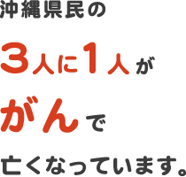 沖縄県民の3人に1人ががんで亡くなっています。